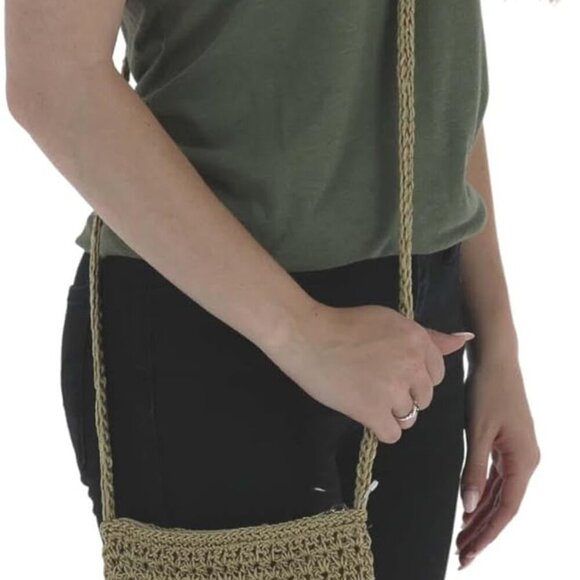 Women\'s Crochet Crossbody Bag Nylon Lined Zipper Card Slots Compact Style